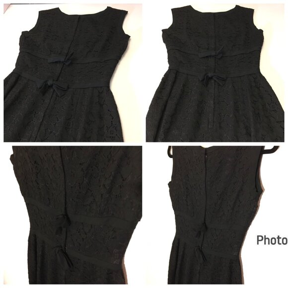 Vintage 50s 60s Black Wiggle Dress Party Cocktail Christmas LBD MCM Bombshell (I - Picture 3 of 16